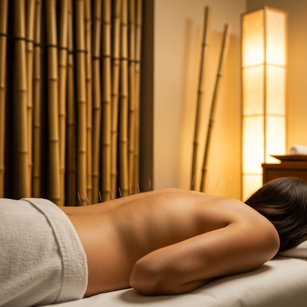 Acupuncture treatment in a serene clinic setting
